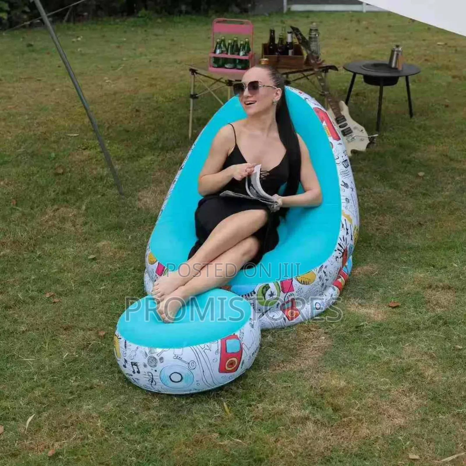 Single Size Inflatable Sofa With Leg Rest With Manual Pump