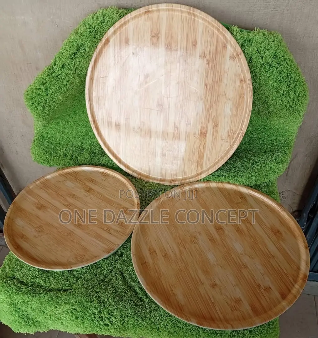 Melamine Round Wooden Pattern Tray (44cm)