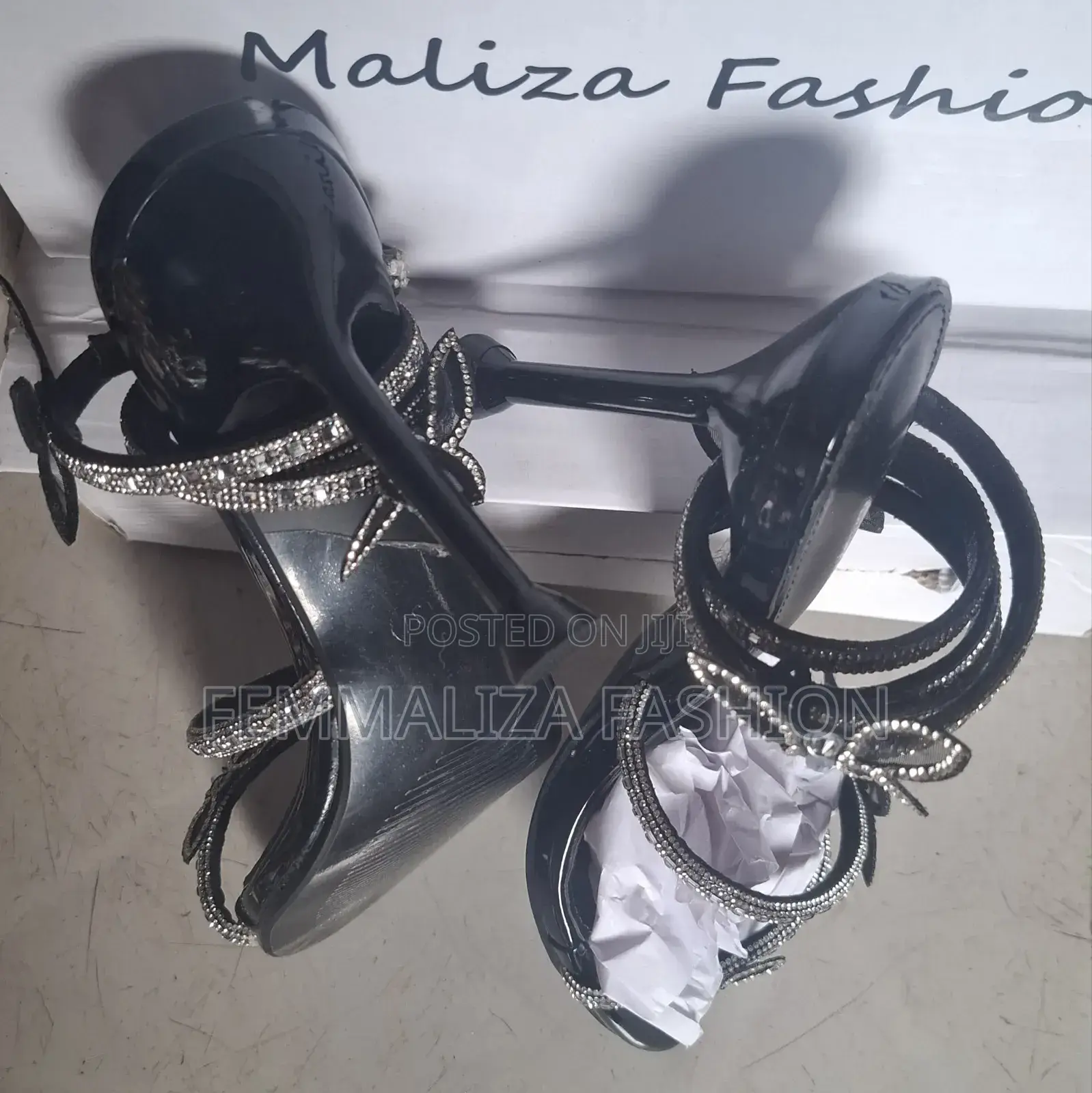 Spiral Ankle Rhinestone Stilletto Butterfly Heels