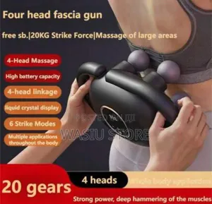 Rechargeable 4-Head Fascia Massage Gun for Deep Tissue