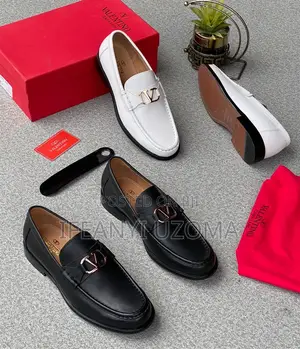 Valentino Black and White Leather Shoe