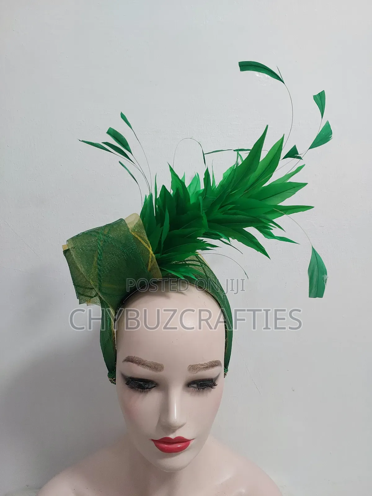 Green and Red Feathered Facinators