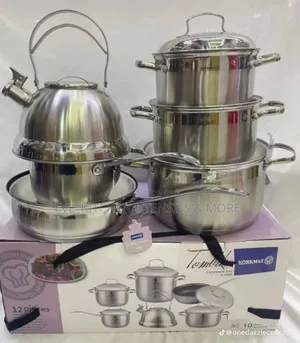 6 Set Stainless Steel Pot With Whistling Kettle