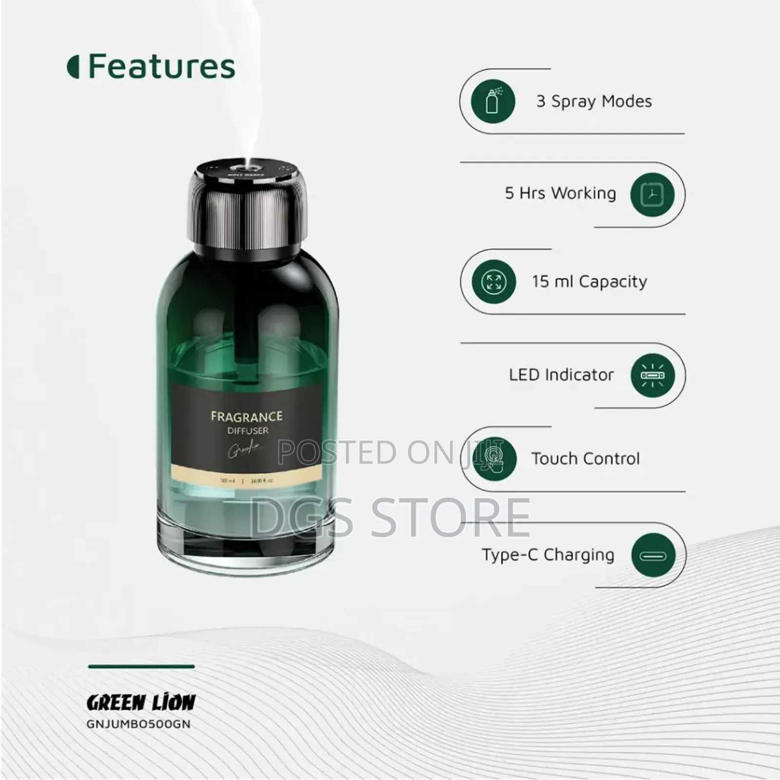 Green Lion Jumbo Fragrance Diffuser 500ml Capacity
