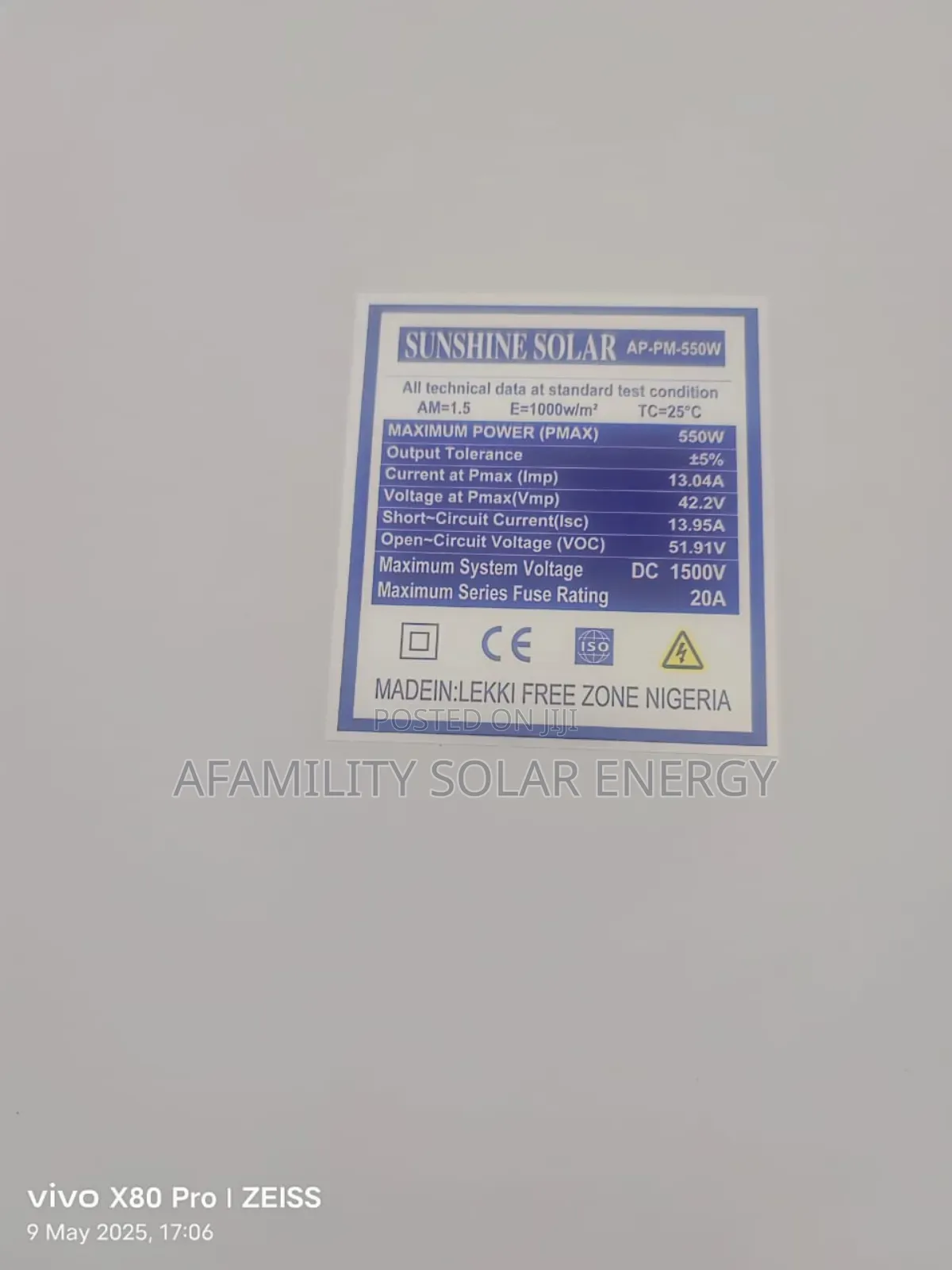 550w Sunshine Solar Panels