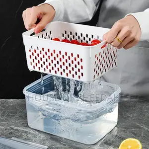 3pcs Kitchen Food Sealed Drain Plastic Storage Box With Lid.