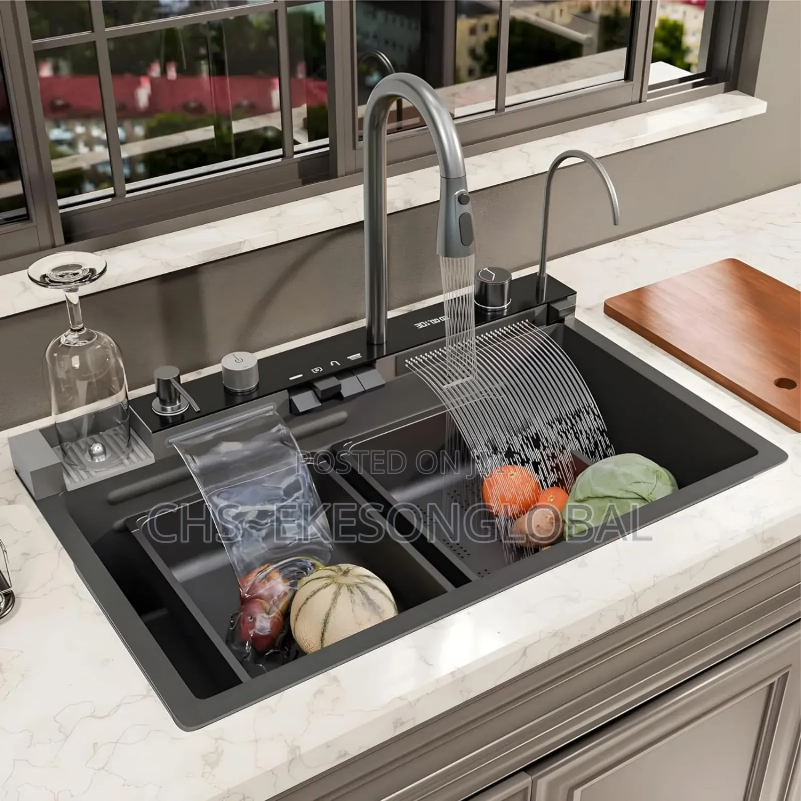 Piano Double Waterfall Luxury Kitchen Sink Multifunctional
