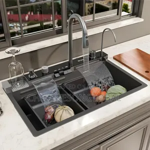 Piano Double Waterfall Luxury Kitchen Sink Multifunctional