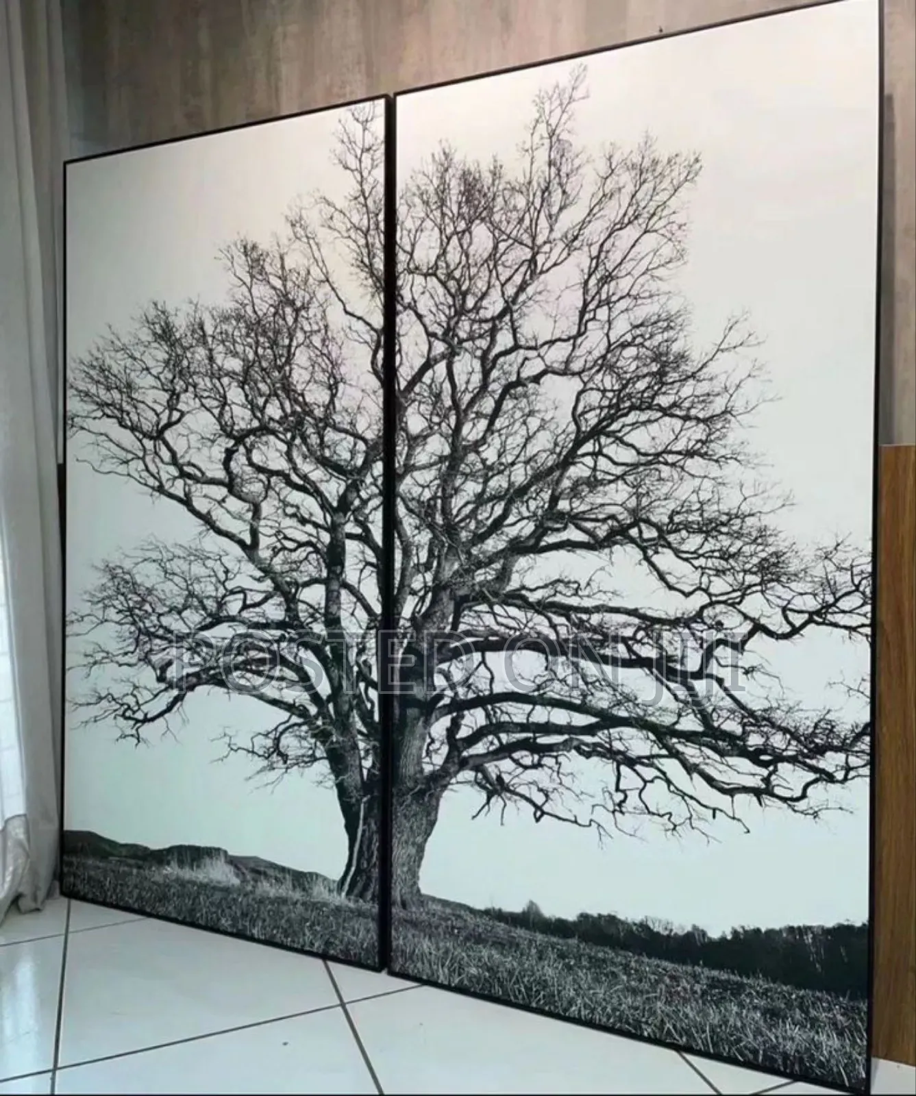 Two In 1 Black Artistic Tree Canvas Print