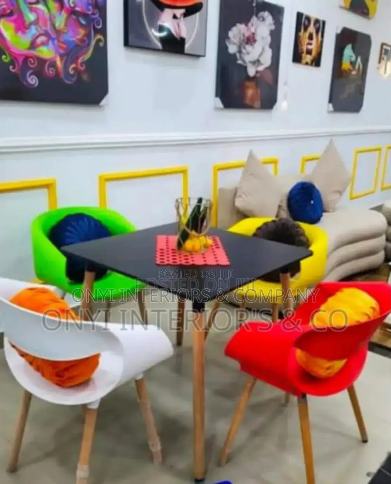 Colourful Square Dining Table With 4 Chairs