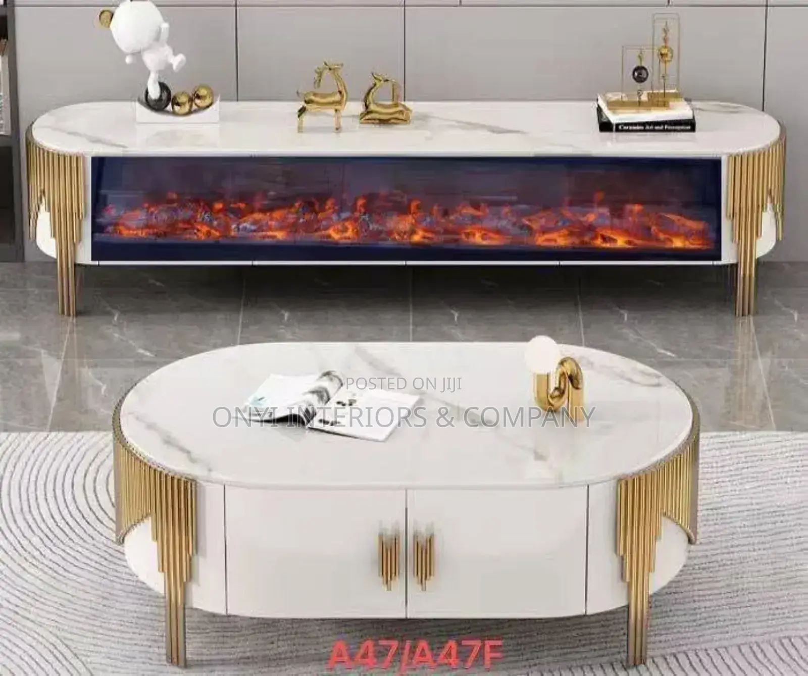 Unique Home Tv Console With Fireplace and Centre Table