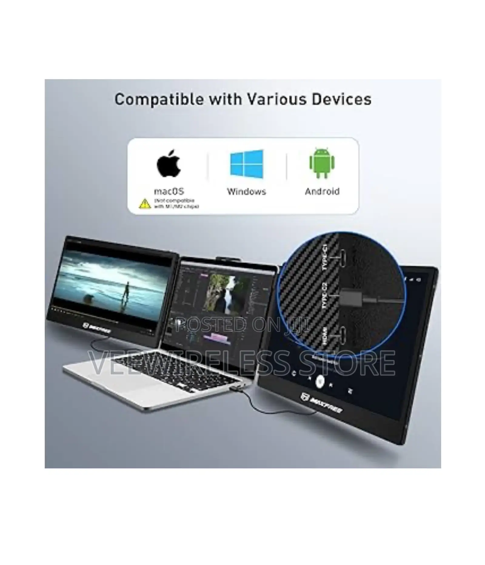 S2 Triple Monitor for Laptop Portable Screen Extender