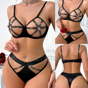Photo - Erotic Lingerie Sexy Hollowed Out Beads Sequins Bra Set