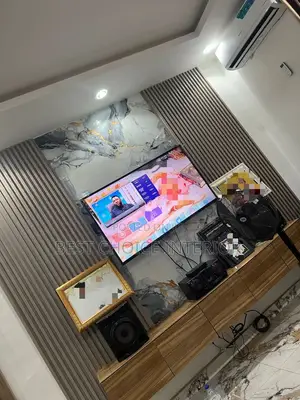 Wood Tv Console and Wall Skirting