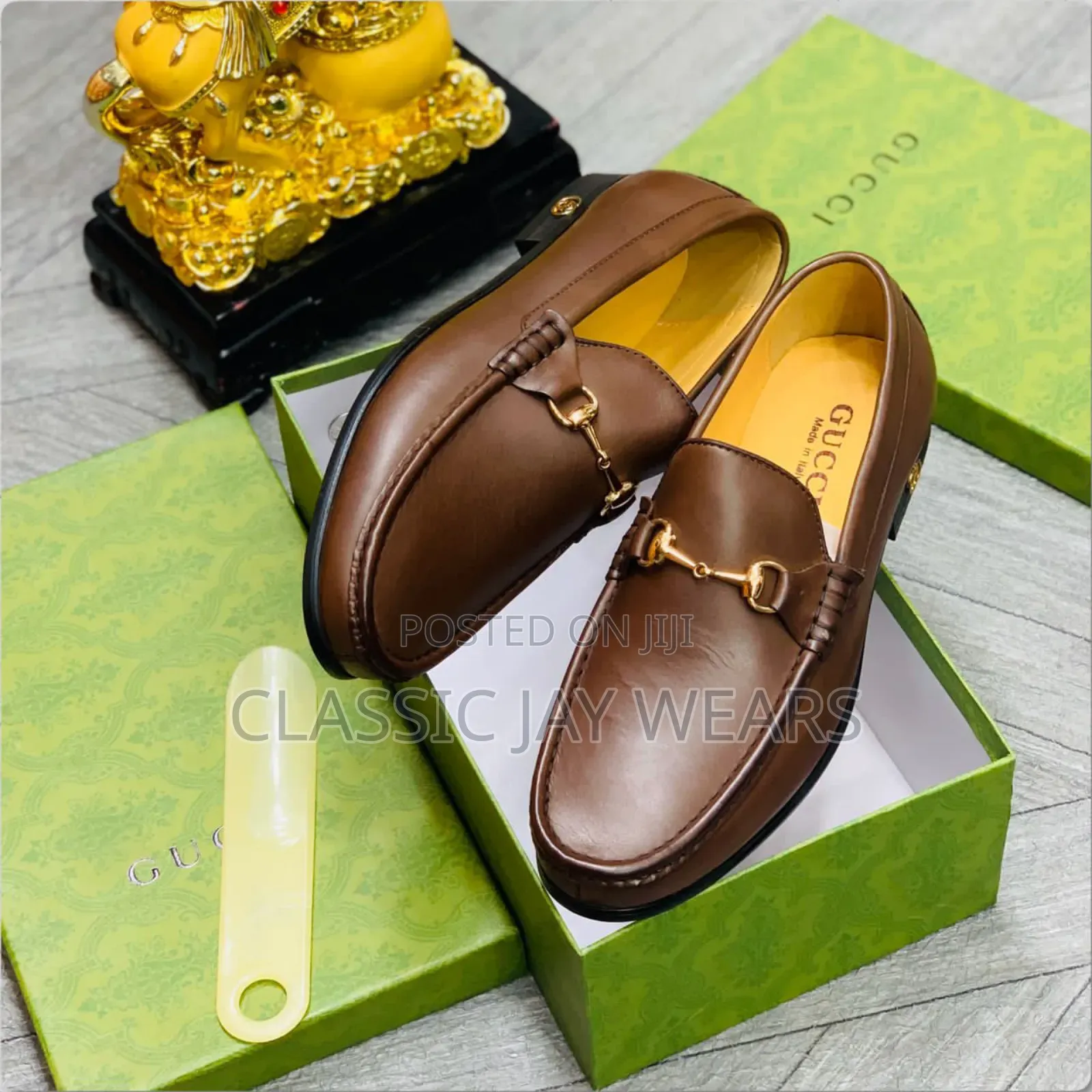 Plain Leather Brown Gucci Shoe Available