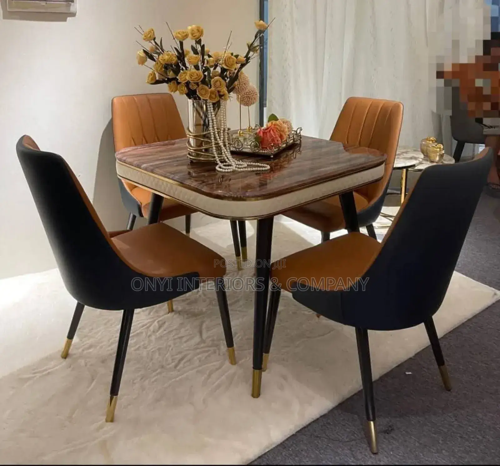 Solid Classic Marble Dining Table and 4 Chairs