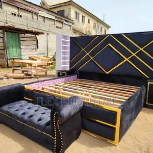 Standard 6by6 Bed Frame With Two Bed Side and Ottoman