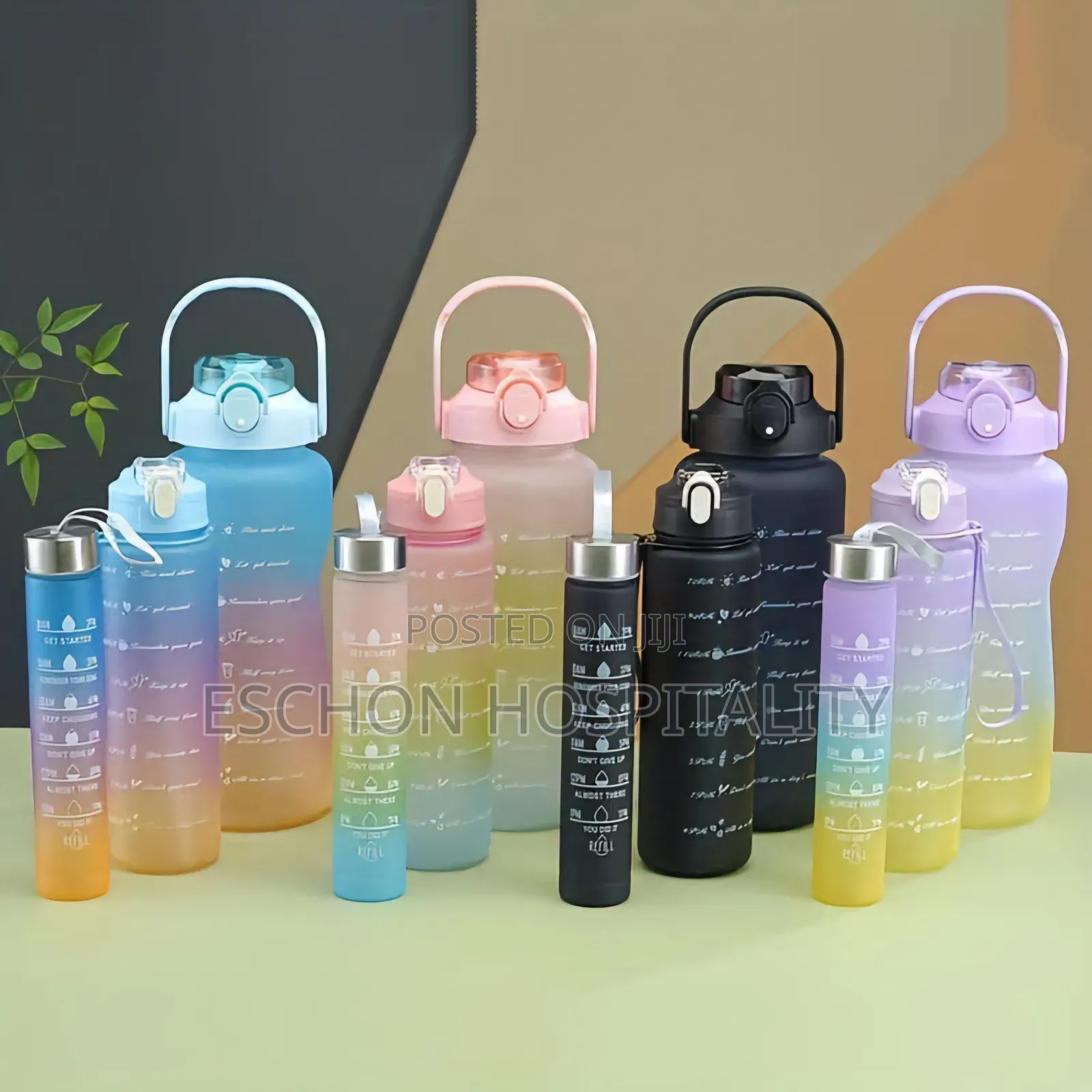 Motivational Water Bottle 3 in 1 Set With Time Marker
