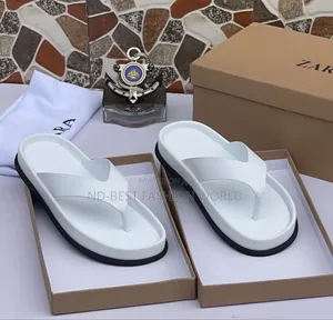 White Leather Zara Slippers