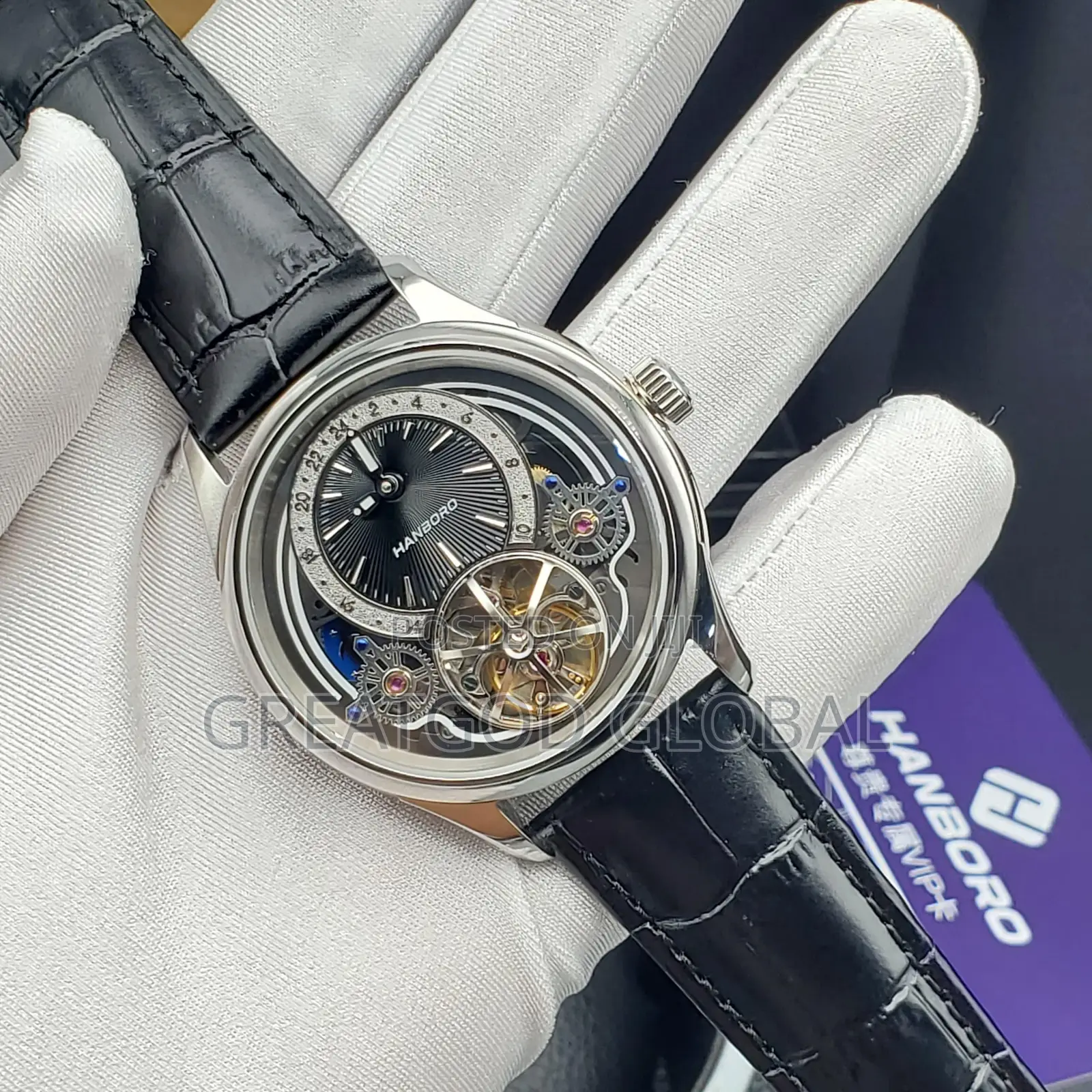 Luxury Hanboro Leather Automatic Wristwatch