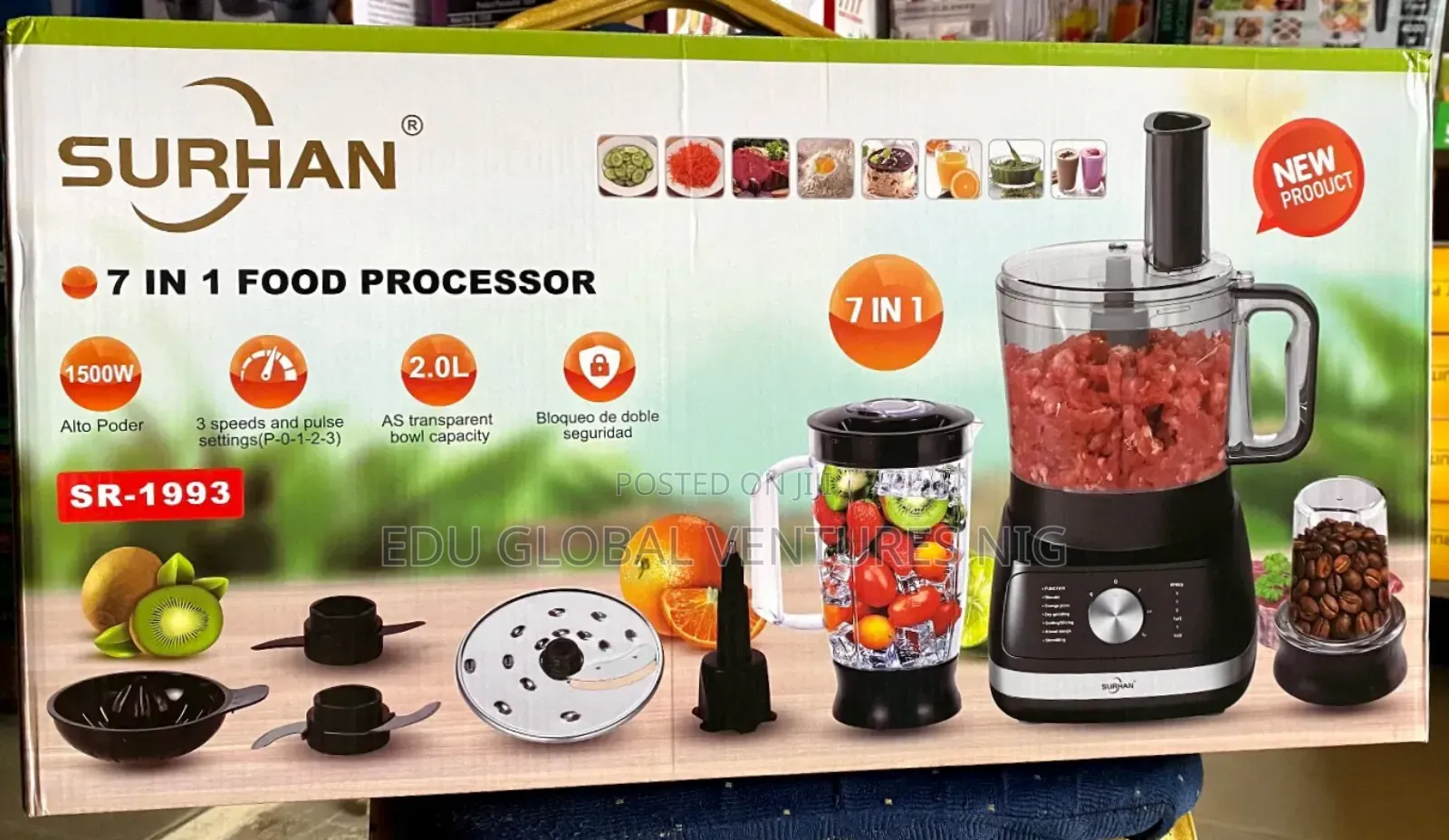 Surhan 7 in 1 Food Processor 1500watts, 2 Litres Bowl Capaci