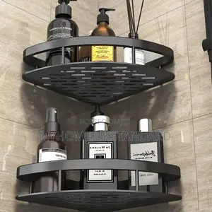 Quality Two-Tiered, Black, Corner Shower Caddy