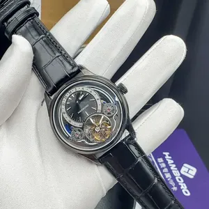 "Tourbillon Masterpiece: Hanboro Mechanical Leather Watch"
