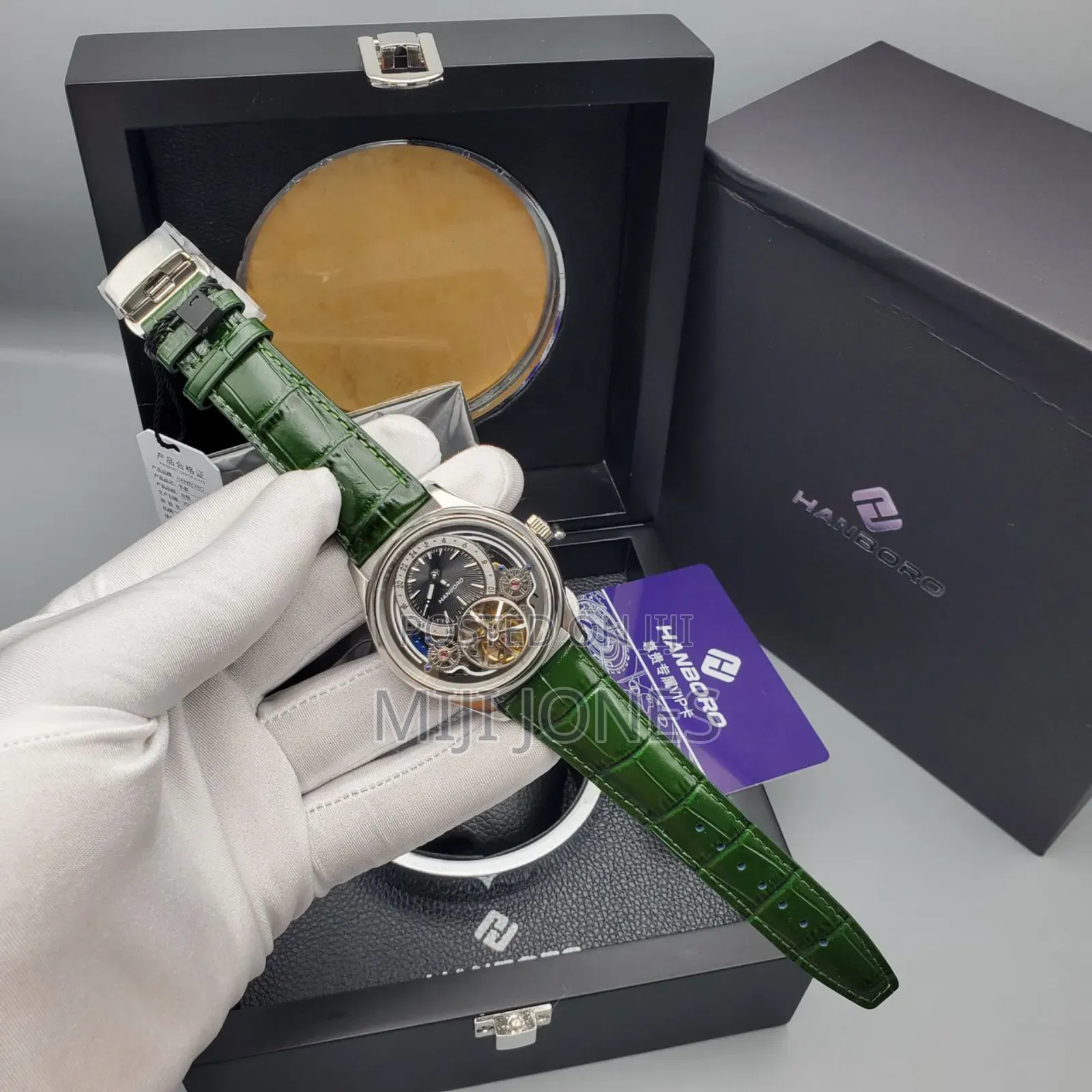 "Tourbillon Masterpiece: Hanboro Mechanical Leather Watch"