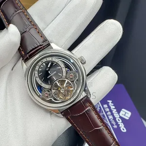"Tourbillon Masterpiece: Hanboro Mechanical Leather Watch"