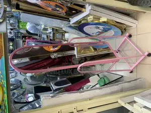 Pink Metal Framed Full-Length Standing Mirror With Bottom