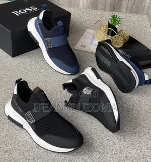 Photo - Luxury Black and Blue Boss Sneakers Shoe