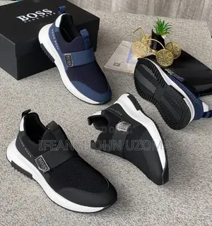 Luxury Black and Blue Boss Sneakers Shoe