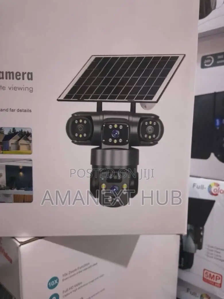 Real Triple Lens Durable Solar CCTV Camera With Memory Card