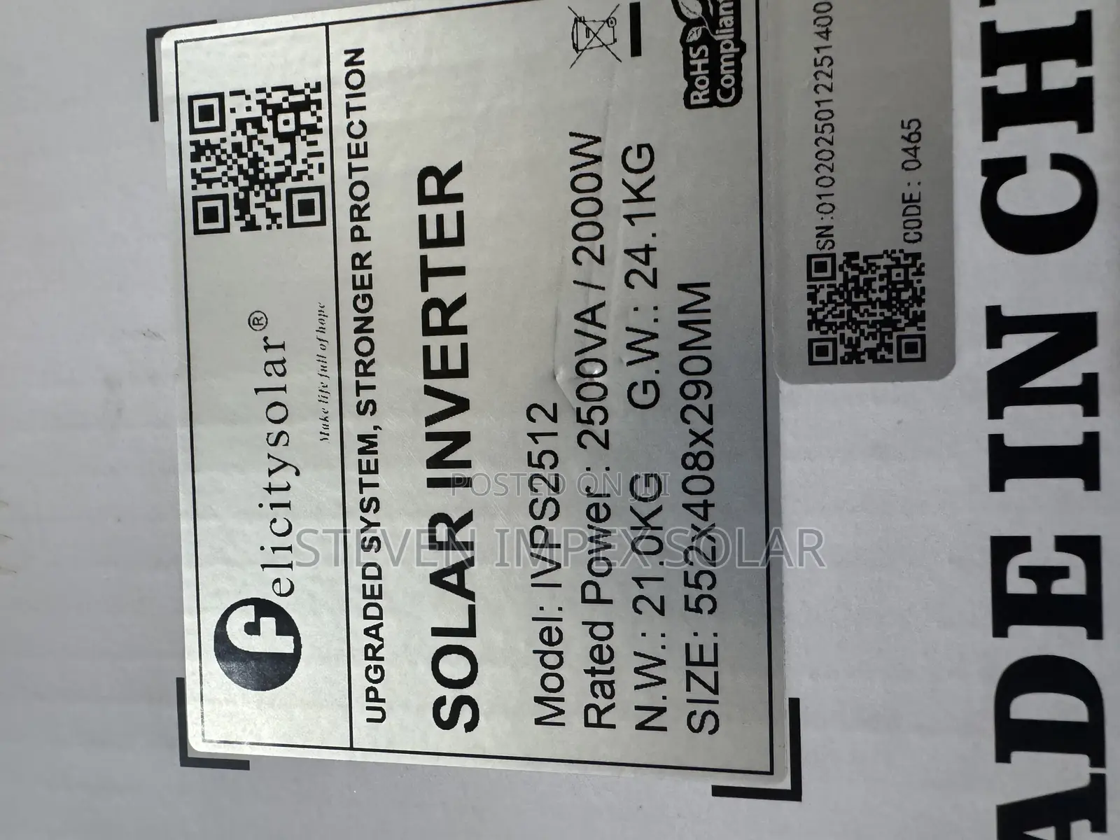 Felicity Solar Inverter Ivps 2.5kva 12v