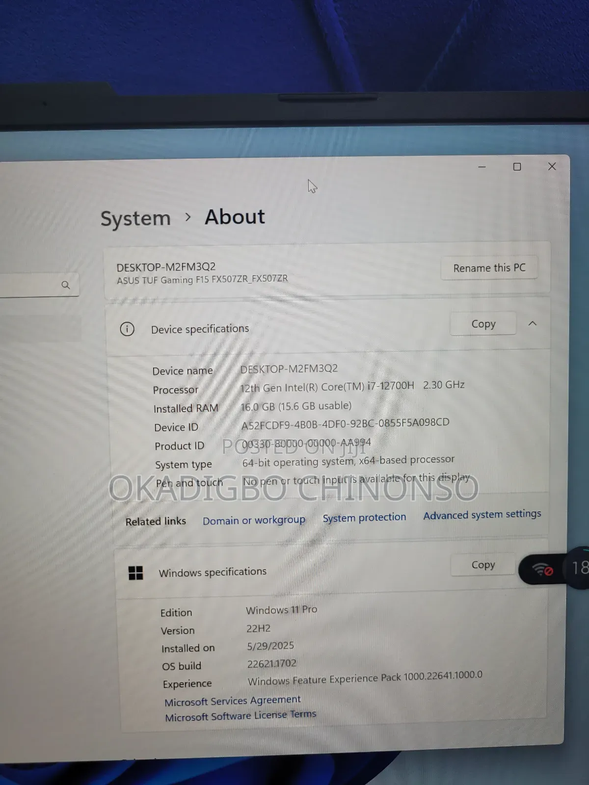 Laptop Asus TUF Gaming A15 16GB Intel Core i7 SSD 512GB
