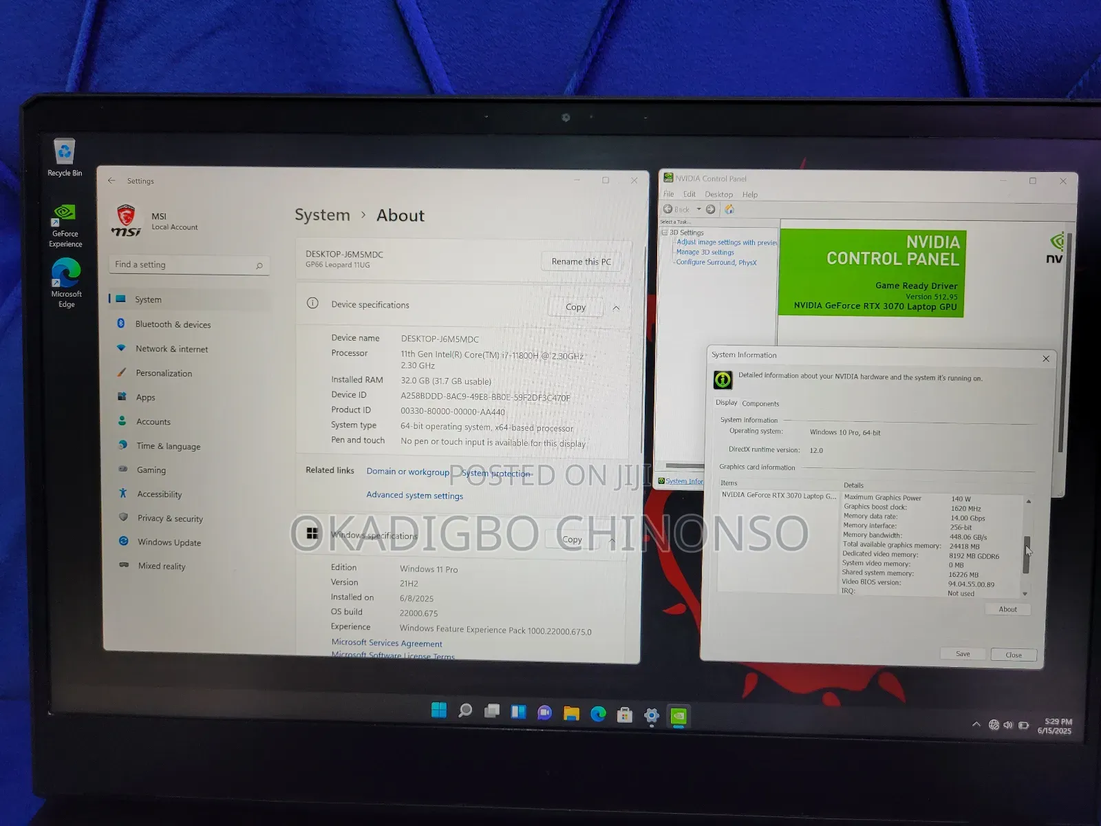 Laptop MSI GP66 LEOPARD 10UG 32GB Intel Core I7 SSD 512GB