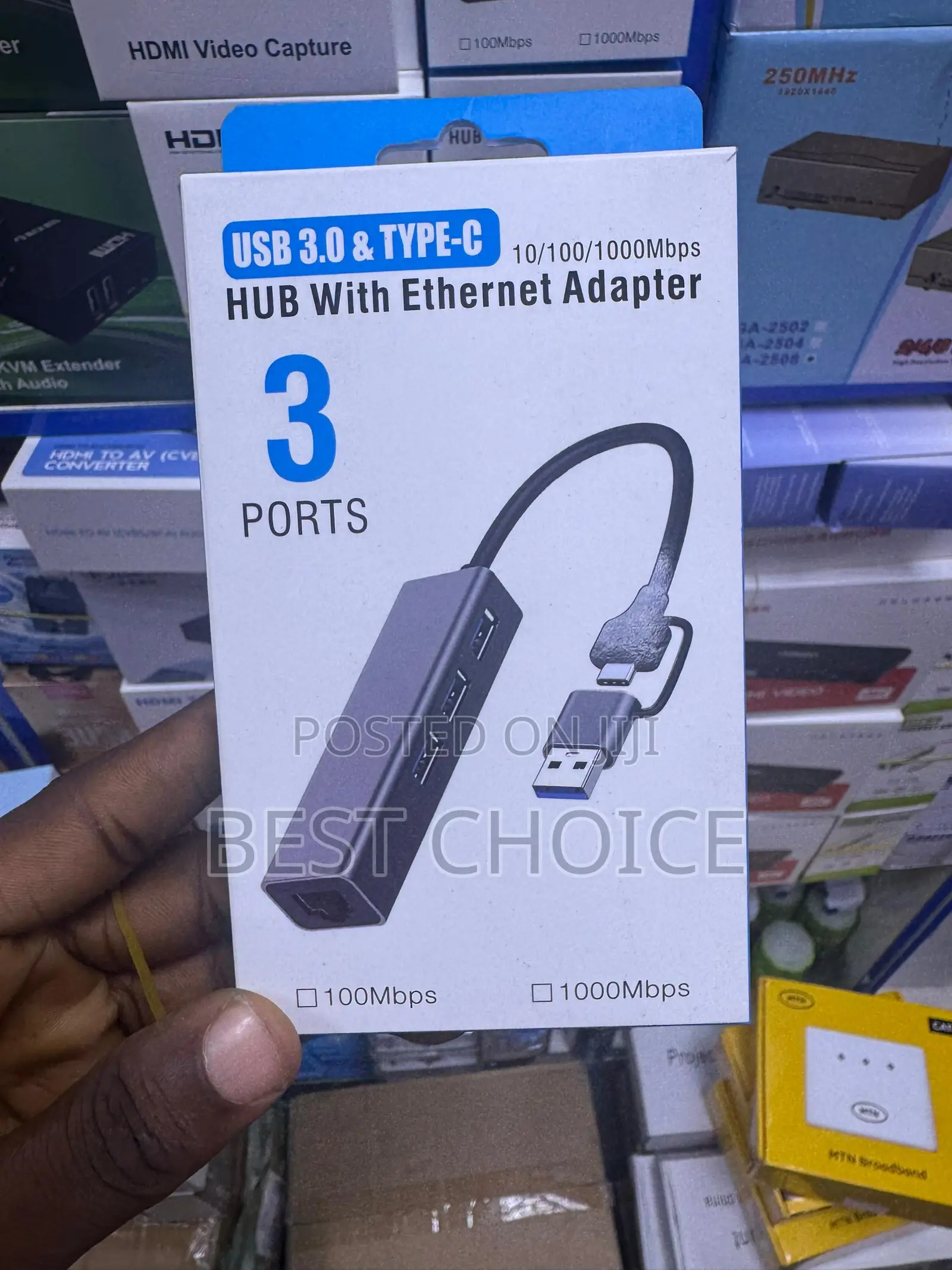 4-in-1 Usb 3.0 Ethernet Hub With Usb-C Adapter