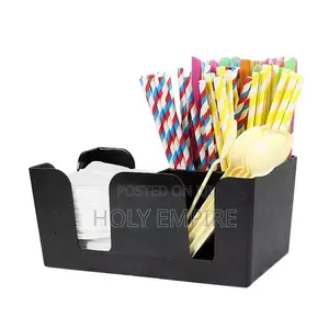 Plastic Black Bar Storage Bar Condiment Caddy Napkin Holder