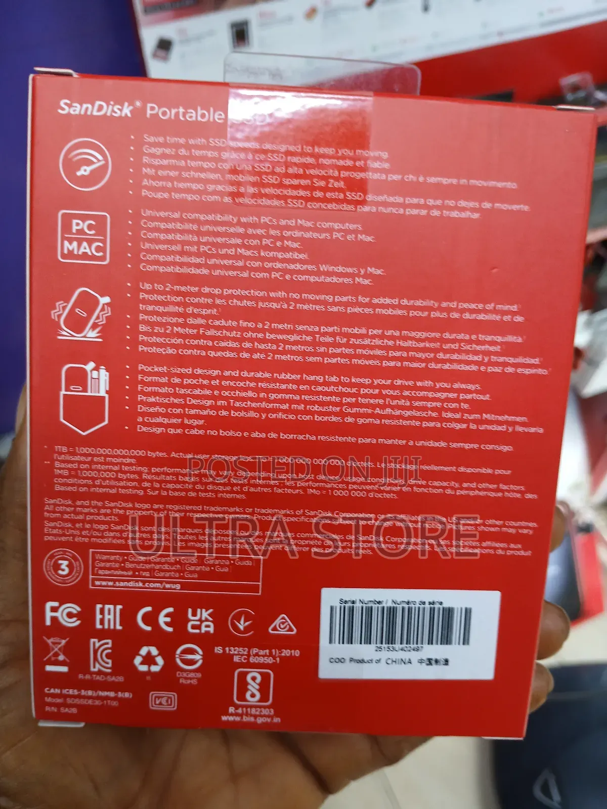 Sandisk 1tb Portable Ssd - Up To 800mb/S/ Usb-c/ Usb 3.2