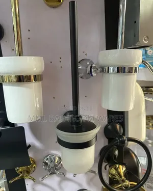 Wall Mounted Toilet Brush With White Frosted Base