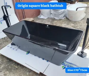 Plain Black Bathtub With Accessories