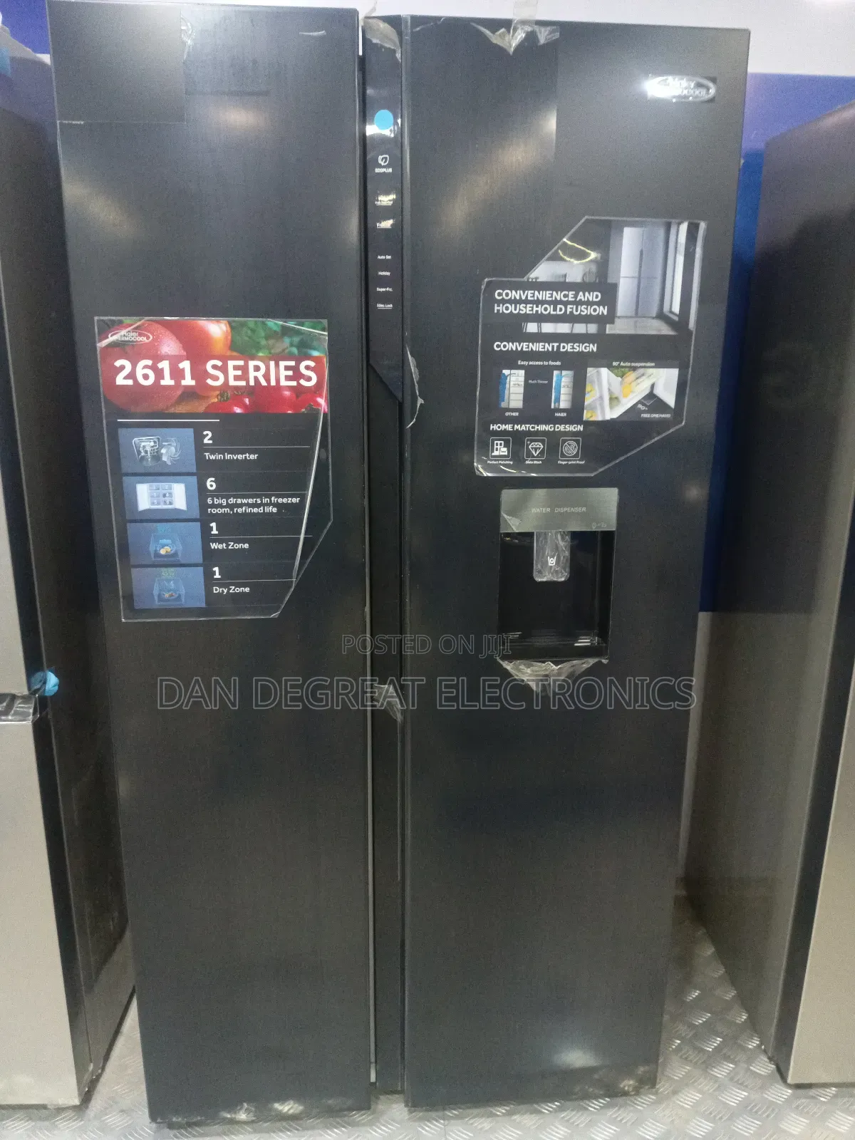 Haier Thermocool 540 Black With Dispenser Side by Side Refrigerator