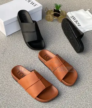 Original Loewe Leather Slippers Collections in 3 Designs
