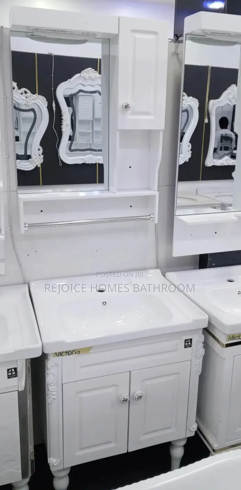White Bathroom Vanity Unit With Sink, Mirror Cabinet