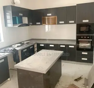 Well Designed Kitchen Cabinet With Marble
