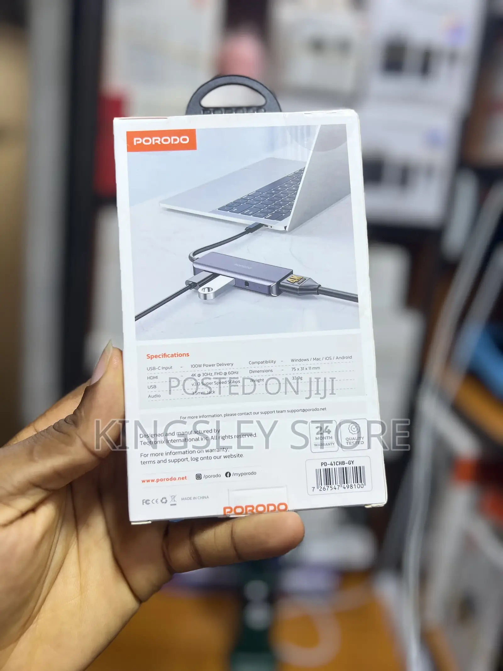 Porodo 4in1 Hdmi Usb-C Hub 5gbps Data Transfer