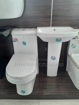 England Trademark Water Closet With Basin and Pedestria