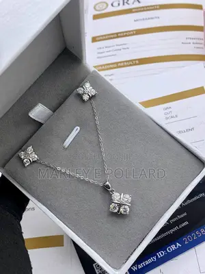 VVS Moissanite Diamond Female Set Earrings and Necklace