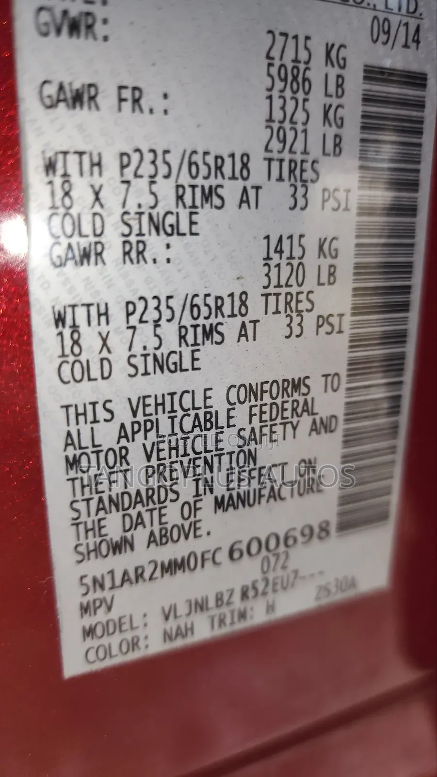 Nissan Pathfinder 2015 Red