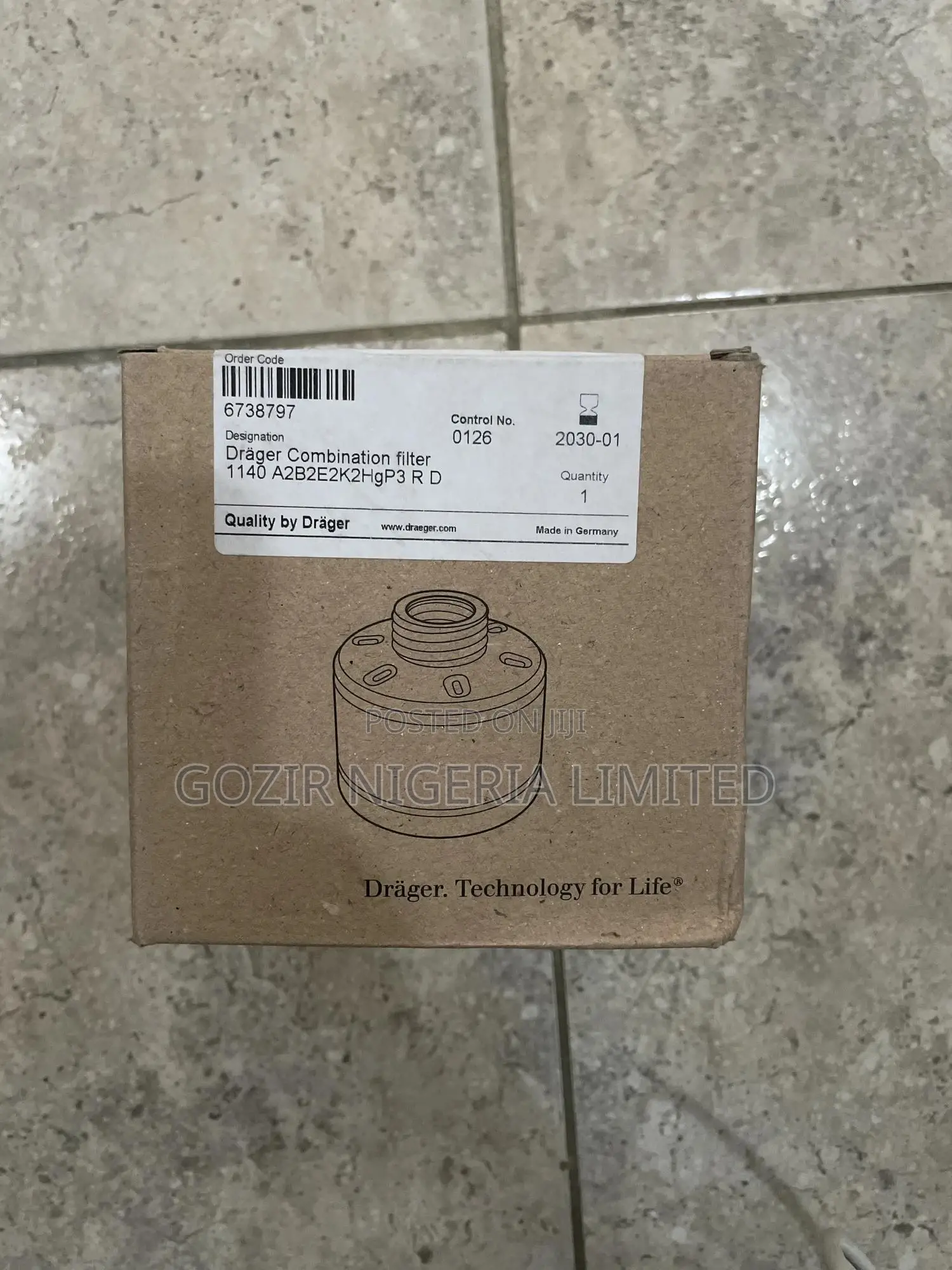 Drager Combination Filter 1140 A2b2e2k2 Hg-p3 Rd